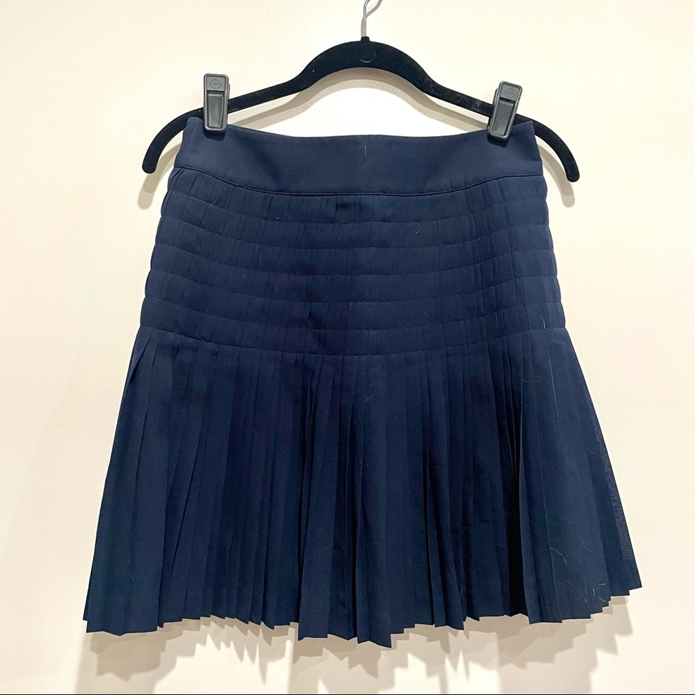 J. Crew Navy Blue Pleated Skirt 00